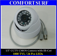 Latest High Resolution CCTV Dome 1/3" IR Infrared Color CCD Camera 1000TVL 24pcs LED